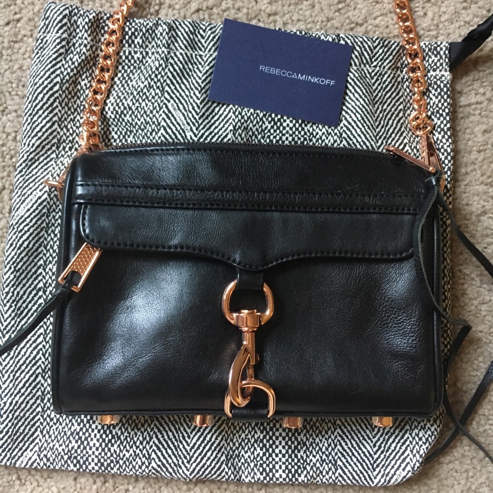 Rebecca Minkoff Mini Mac. Black rose gold